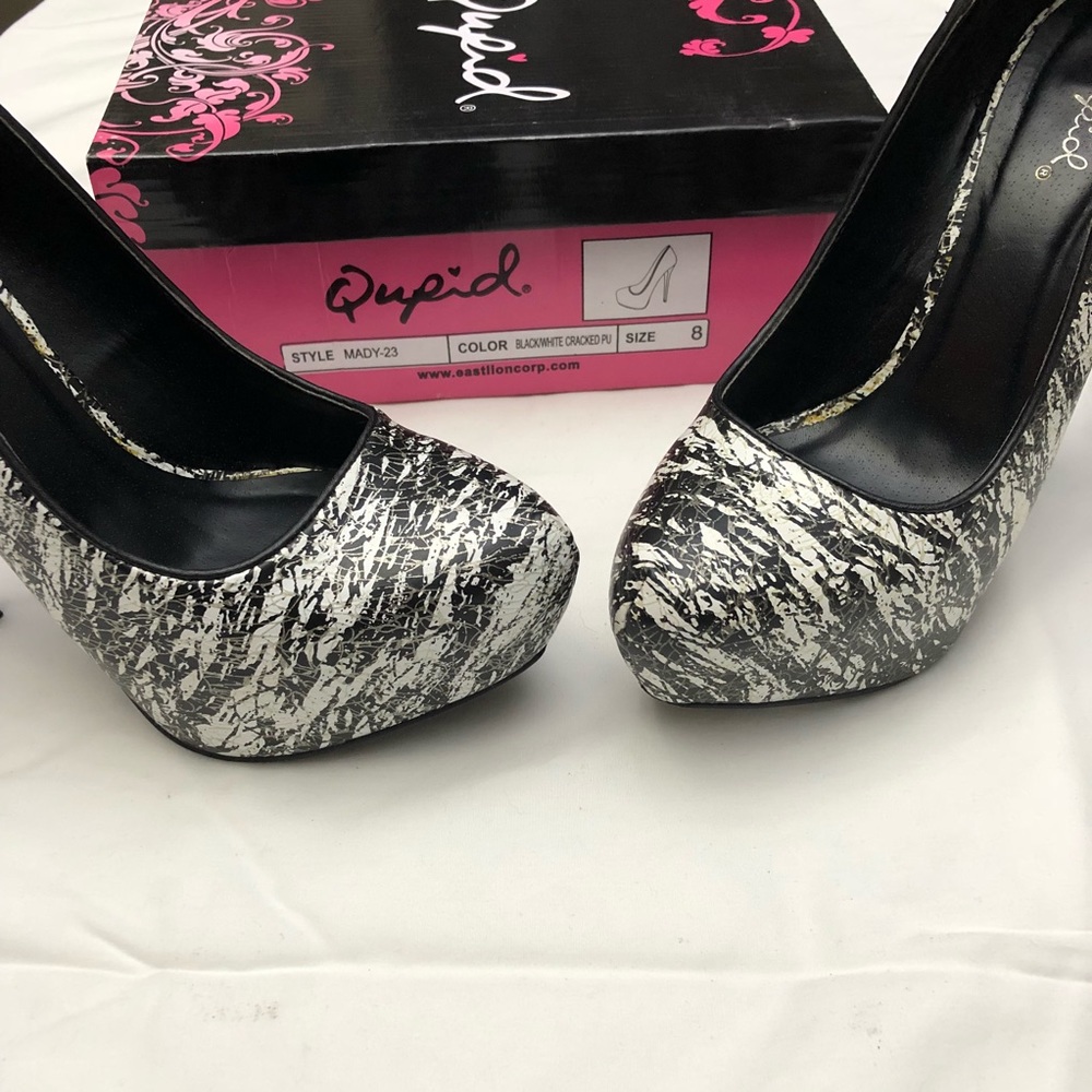 Black and white high heels